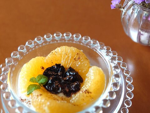 美活しましょᕷはっさくとプルーンのヨーグルトꕤ୭*